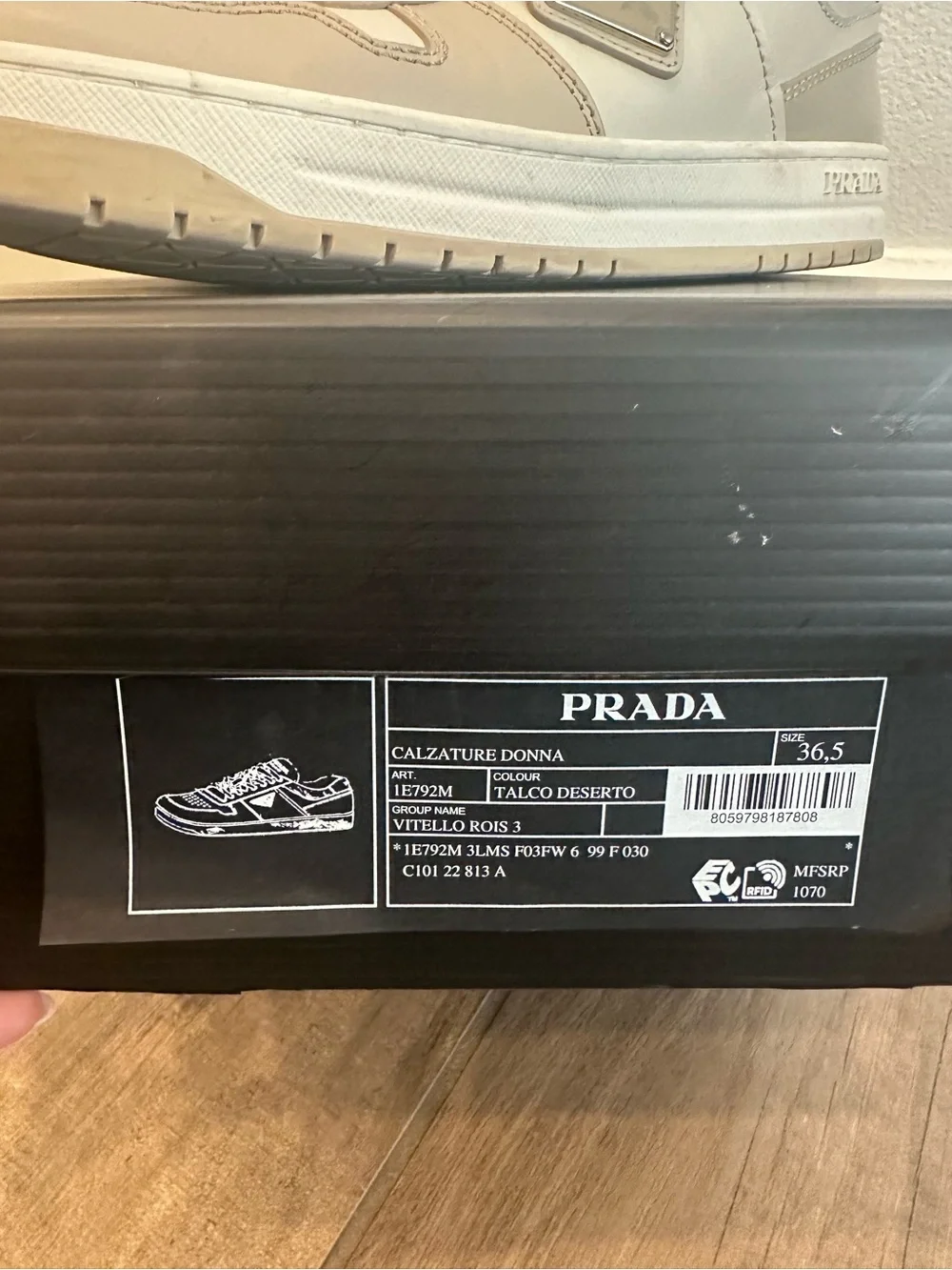 Prada Women’s Off-White Leather Low-Top Sneakers
